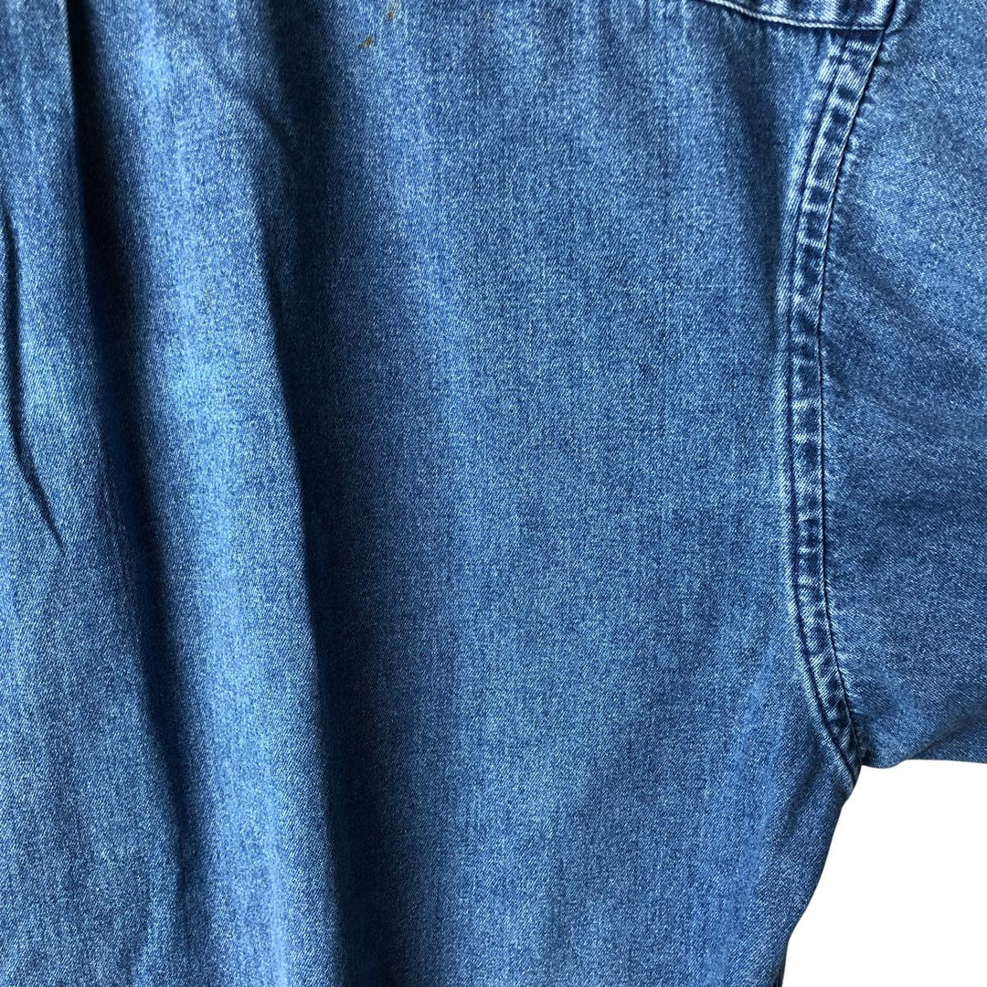 Vintage 90'S Tommy Hilfiger long-sleeved button-down denim shirt, size L, men's size L cotton blue type Vintage Second Hand