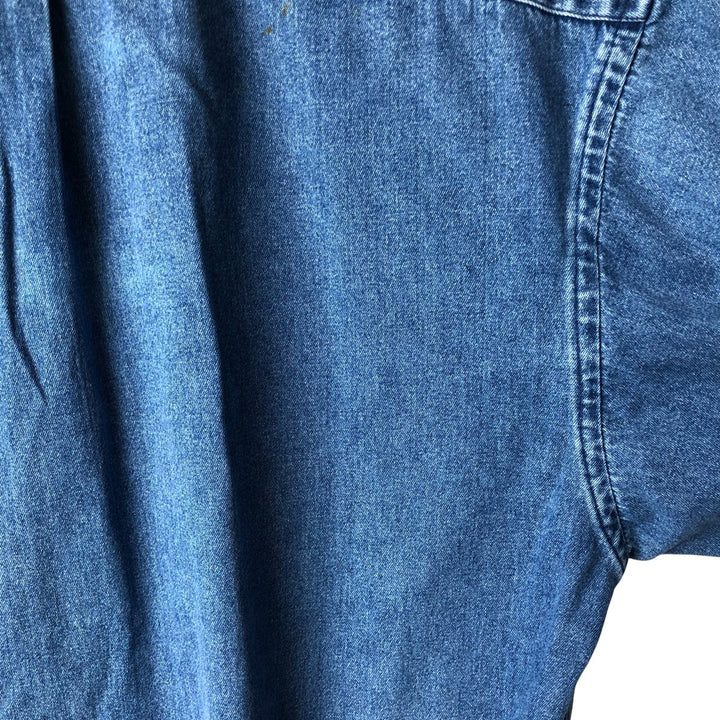 Vintage 90'S Tommy Hilfiger long-sleeved button-down denim shirt, size L, men's size L cotton blue type Vintage Second Hand