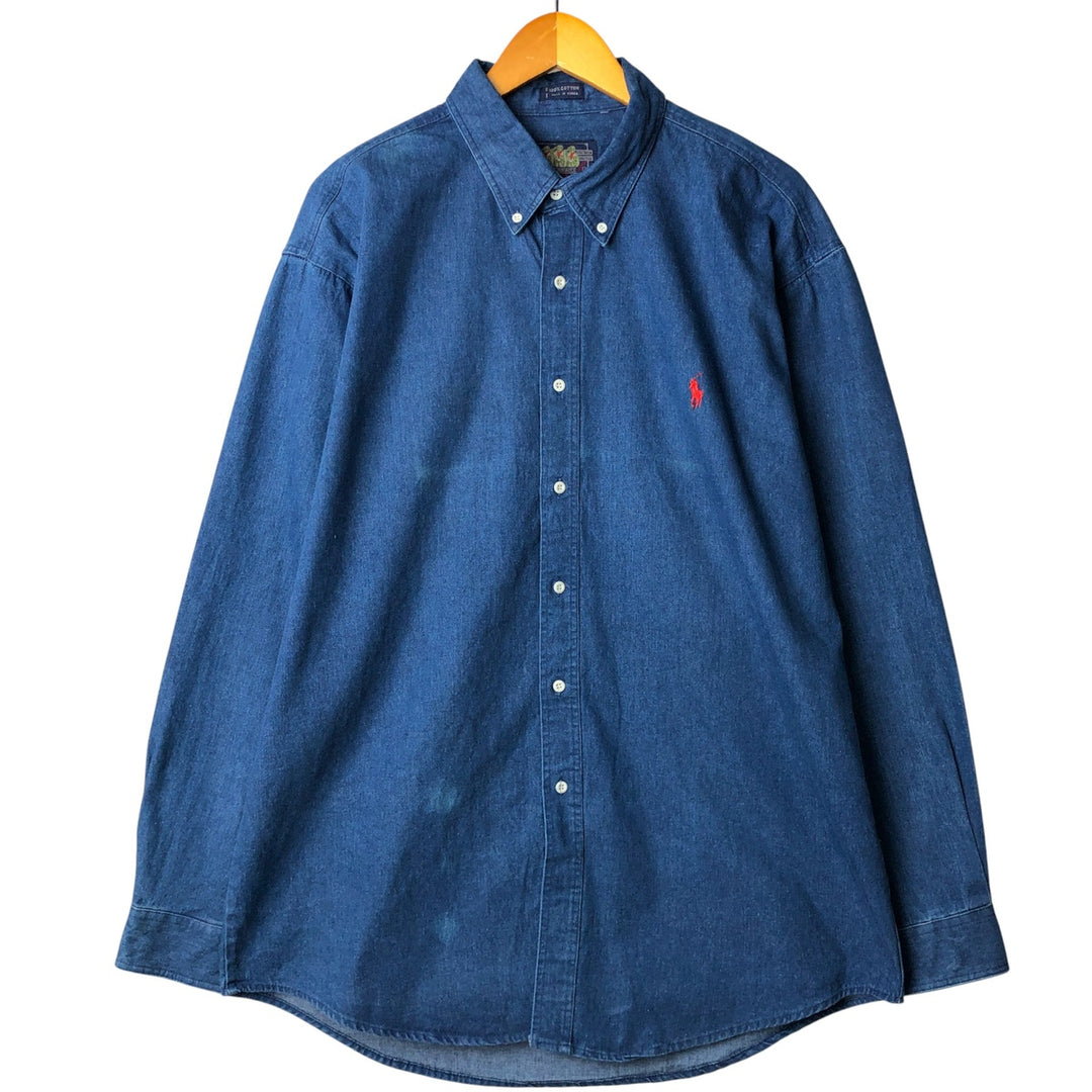 Levi's long sleeve denim shirt, men's size XL cotton blue type Vintage Second Hand