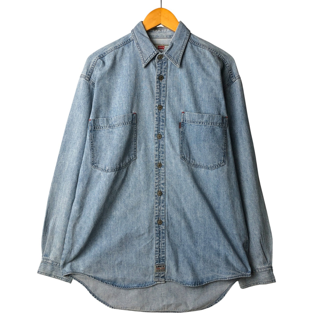Levi's long-sleeved denim shirt, men's size M cotton Blue type light blue Vintage Second Hand
