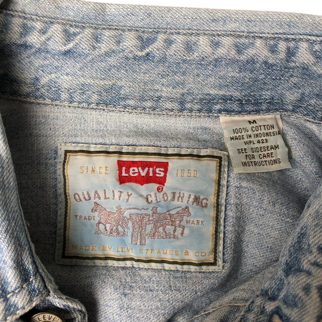 Levi's long-sleeved denim shirt, men's size M cotton Blue type light blue Vintage Second Hand