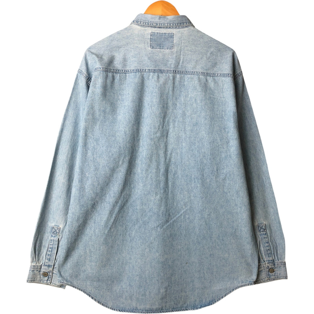 90'S Levi's Long Sleeve Denim Shirt, Men's Size L, Vintage cotton Blue type light blue Vintage Second Hand
