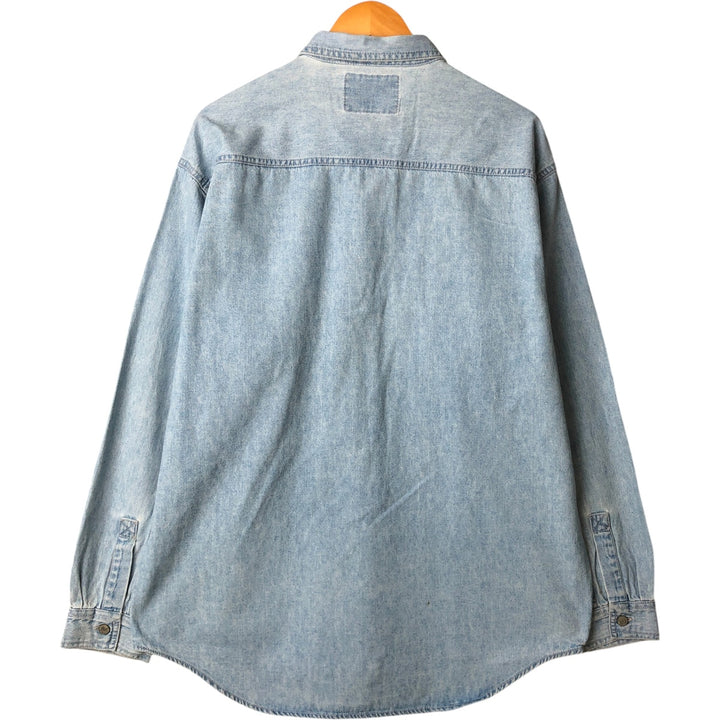 90'S Levi's Long Sleeve Denim Shirt, Men's Size L, Vintage cotton Blue type light blue Vintage Second Hand