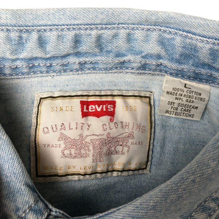 90'S Levi's Long Sleeve Denim Shirt, Men's Size L, Vintage cotton Blue type light blue Vintage Second Hand