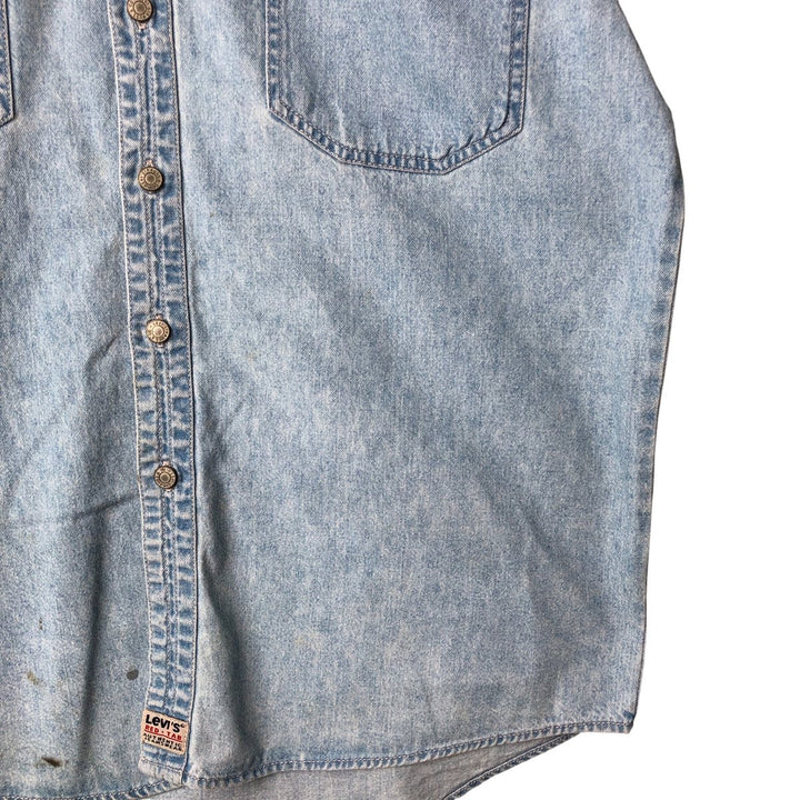 90'S Levi's Long Sleeve Denim Shirt, Men's Size L, Vintage cotton Blue type light blue Vintage Second Hand