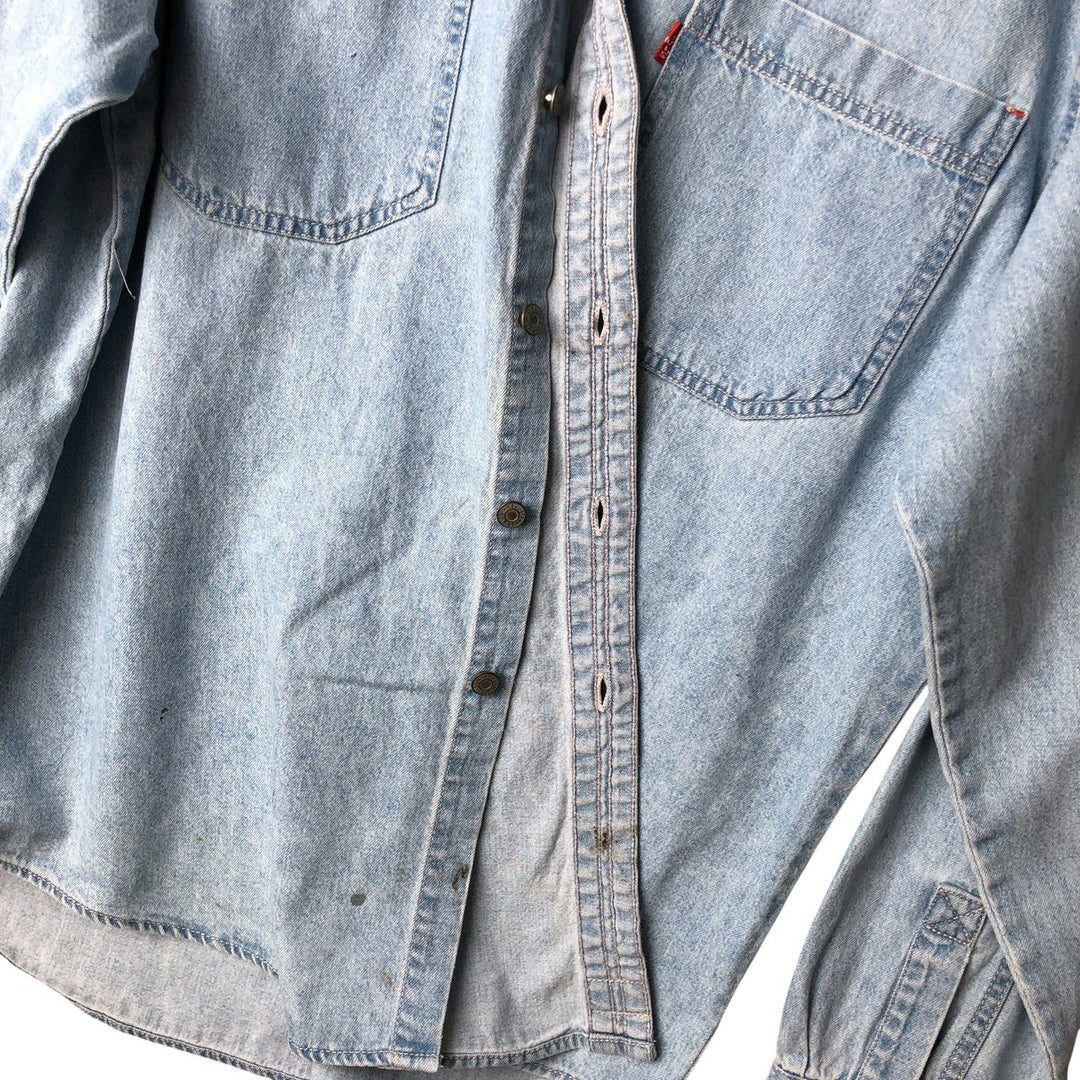 90'S Levi's Long Sleeve Denim Shirt, Men's Size L, Vintage cotton Blue type light blue Vintage Second Hand