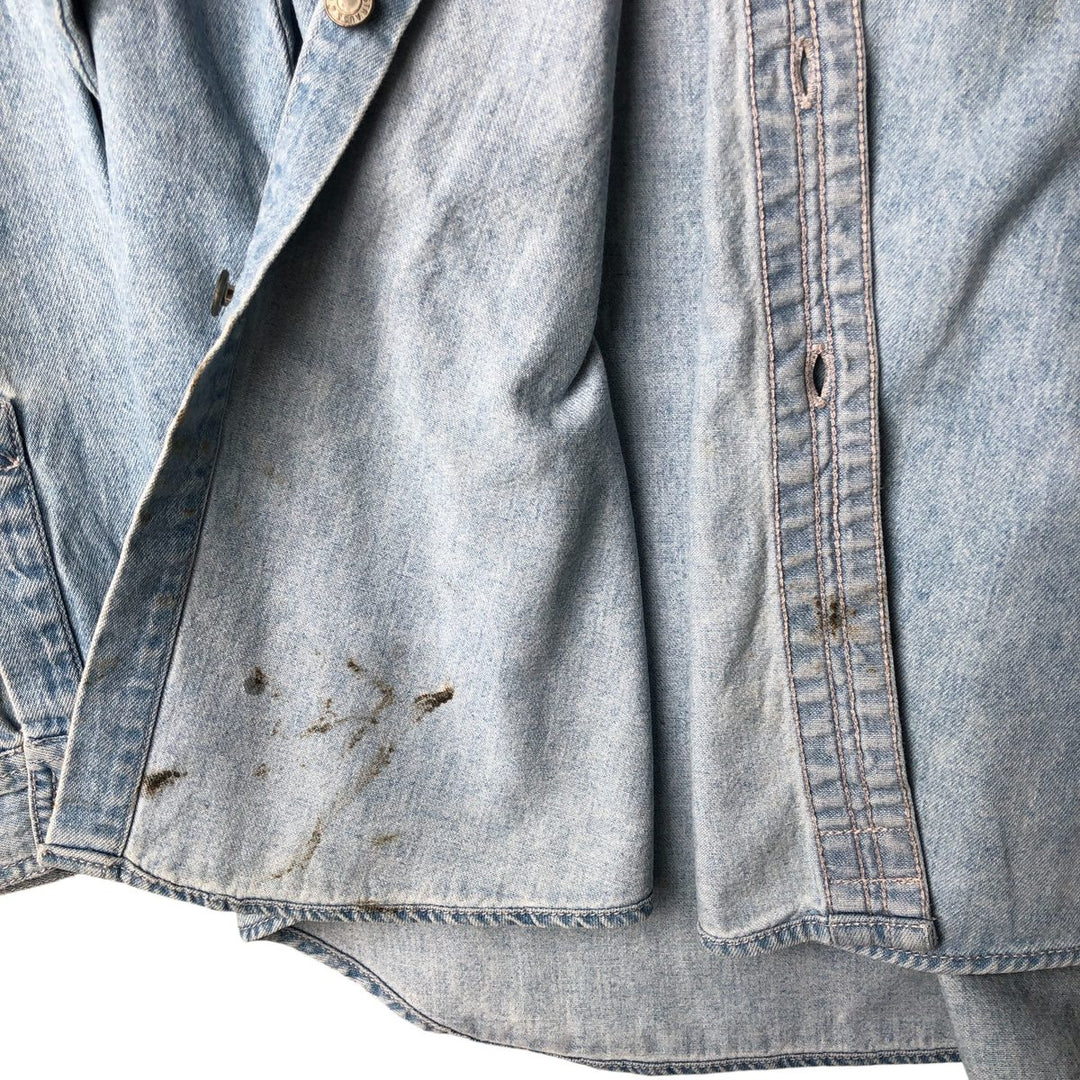 90'S Levi's Long Sleeve Denim Shirt, Men's Size L, Vintage cotton Blue type light blue Vintage Second Hand