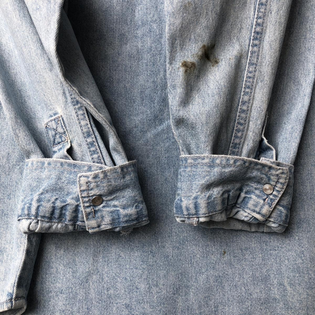 90'S Levi's Long Sleeve Denim Shirt, Men's Size L, Vintage cotton Blue type light blue Vintage Second Hand