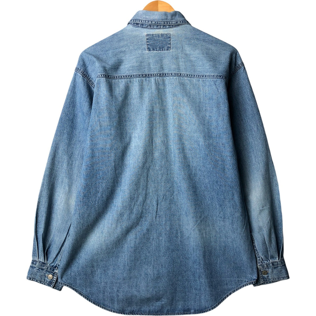90'S Vintage Levi's Long Sleeve Denim Shirt, Men's Size Medium cotton Blue type light blue Vintage Second Hand