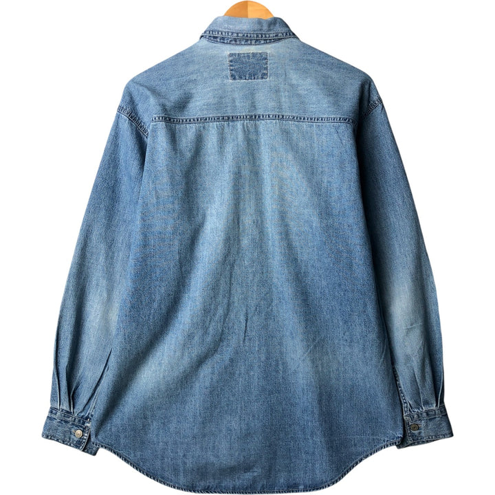 90'S Vintage Levi's Long Sleeve Denim Shirt, Men's Size Medium cotton Blue type light blue Vintage Second Hand
