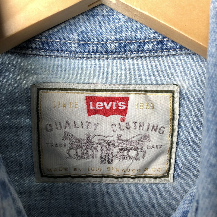 90'S Vintage Levi's Long Sleeve Denim Shirt, Men's Size Medium cotton Blue type light blue Vintage Second Hand