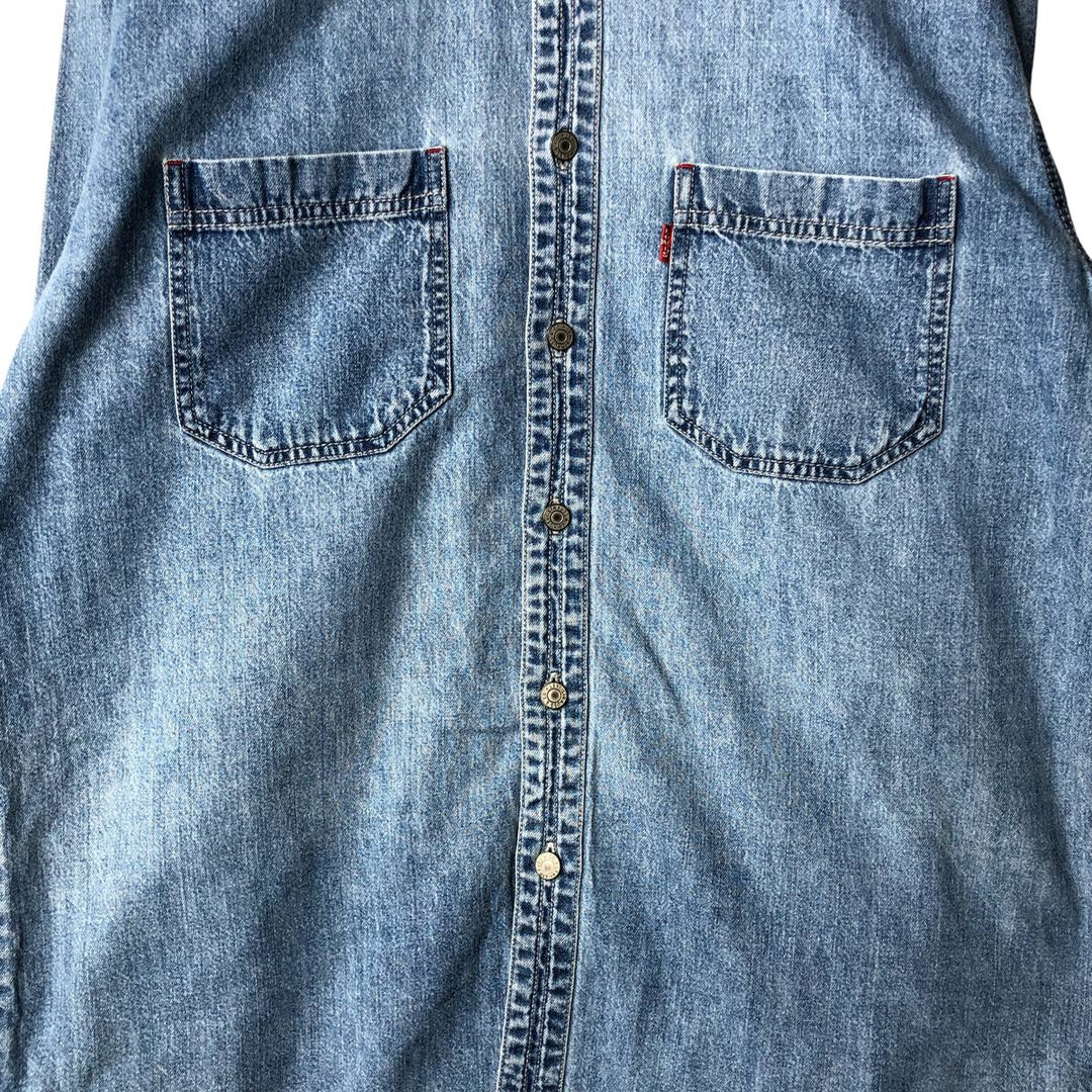 90'S Vintage Levi's Long Sleeve Denim Shirt, Men's Size Medium cotton Blue type light blue Vintage Second Hand