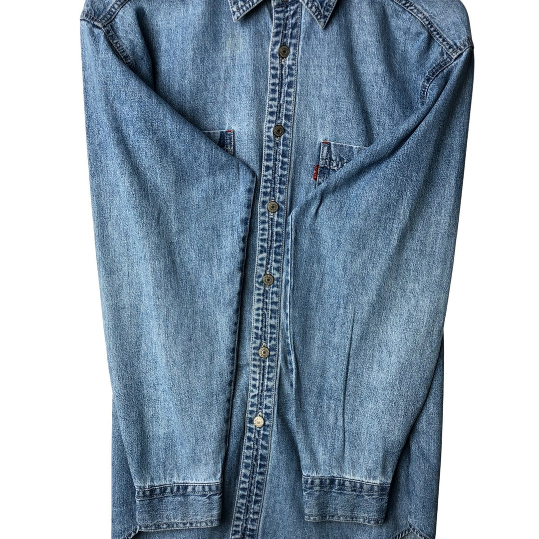 90'S Vintage Levi's Long Sleeve Denim Shirt, Men's Size Medium cotton Blue type light blue Vintage Second Hand