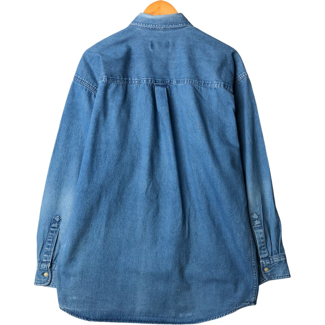 Ralph Lauren CHAPS Long Sleeve Button Down Denim Shirt Men's L Size cotton blue type Vintage Second Hand