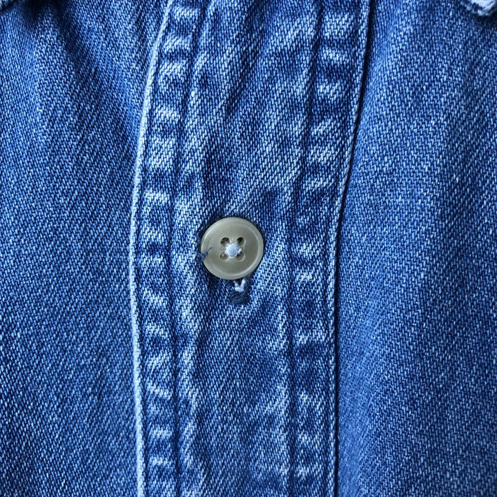 Ralph Lauren CHAPS Long Sleeve Button Down Denim Shirt Men's L Size cotton blue type Vintage Second Hand
