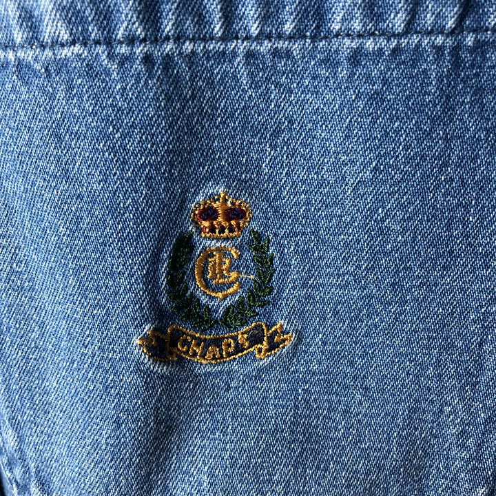 Ralph Lauren CHAPS Long Sleeve Button Down Denim Shirt Men's L Size cotton blue type Vintage Second Hand