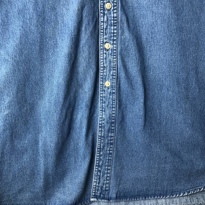 Ralph Lauren CHAPS Long Sleeve Button Down Denim Shirt Men's L Size cotton blue type Vintage Second Hand