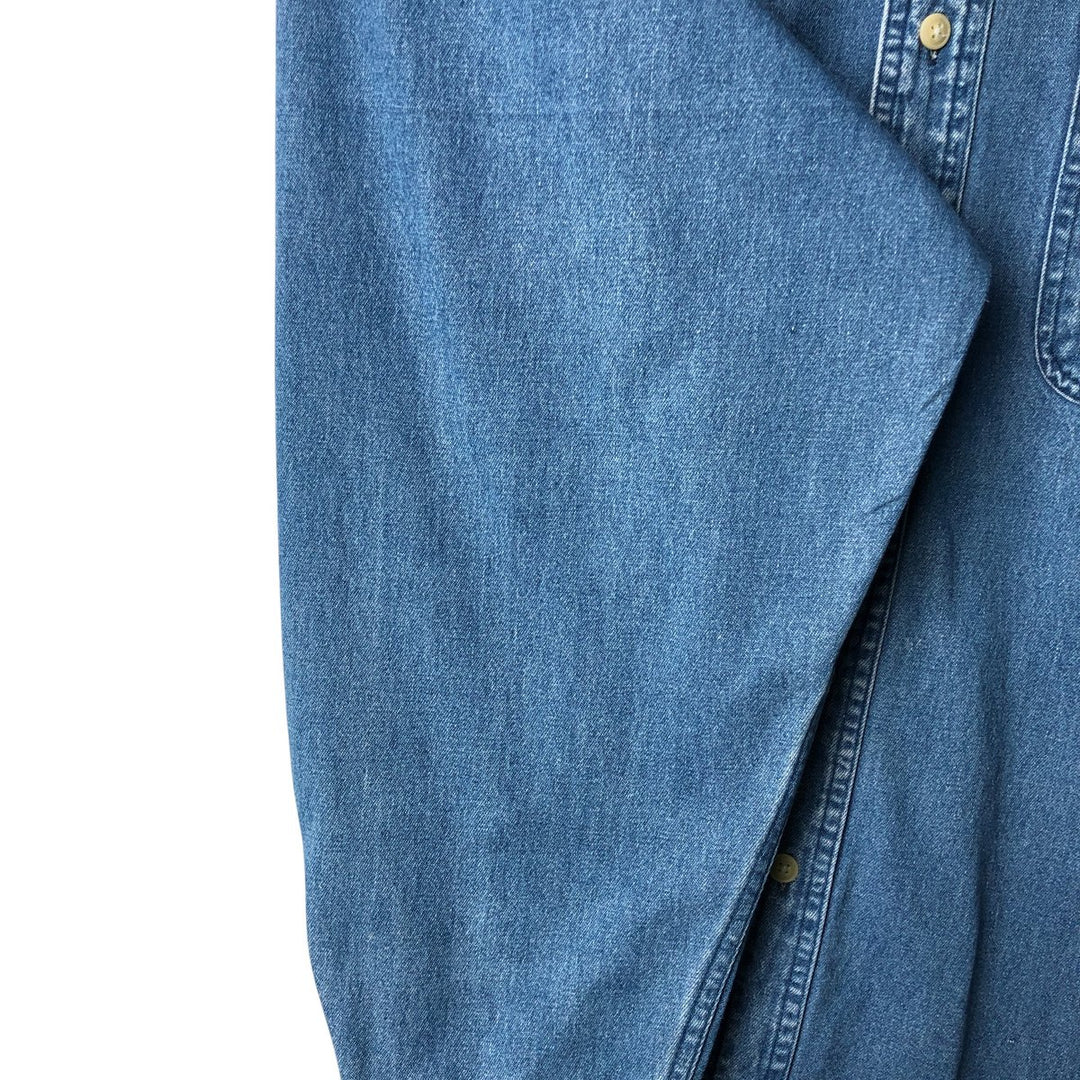 Ralph Lauren CHAPS Long Sleeve Button Down Denim Shirt Men's L Size cotton blue type Vintage Second Hand