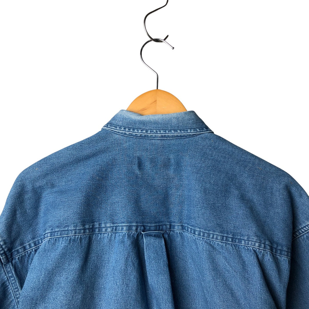 Ralph Lauren CHAPS Long Sleeve Button Down Denim Shirt Men's L Size cotton blue type Vintage Second Hand
