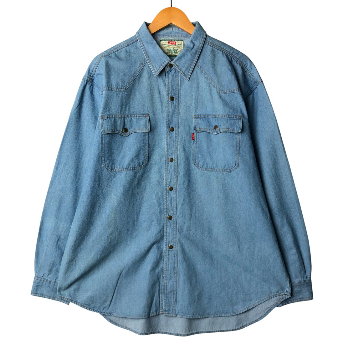 Levi's long-sleeved denim shirt, made in the USA, men's size XL cotton Blue type light blue Vintage Second Hand