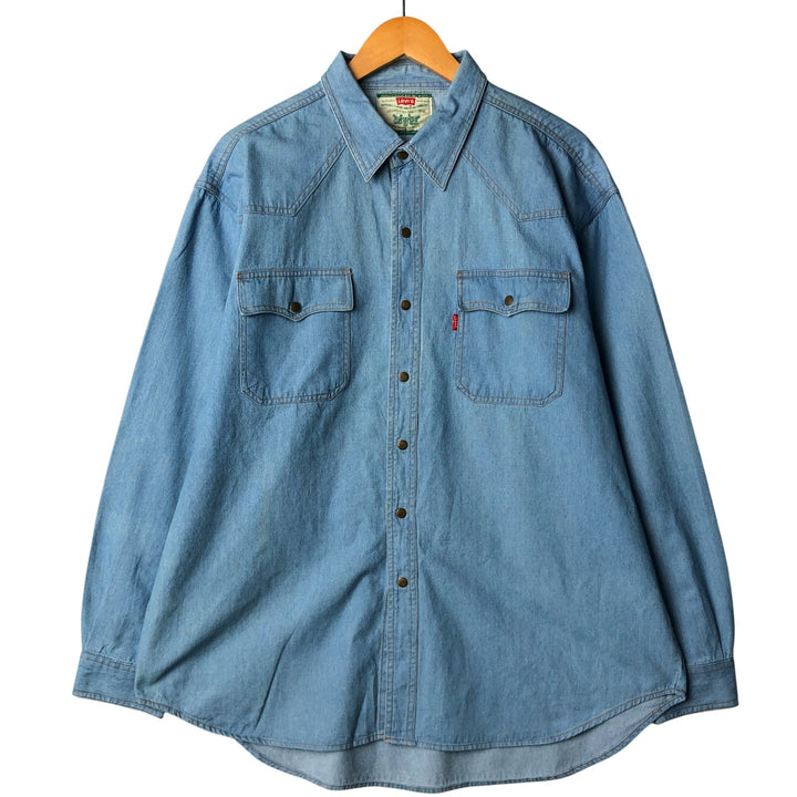 Levi's long-sleeved denim shirt, made in the USA, men's size XL cotton Blue type light blue Vintage Second Hand
