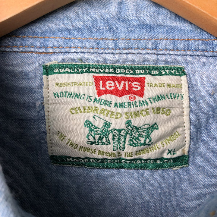 Levi's long-sleeved denim shirt, made in the USA, men's size XL cotton Blue type light blue Vintage Second Hand