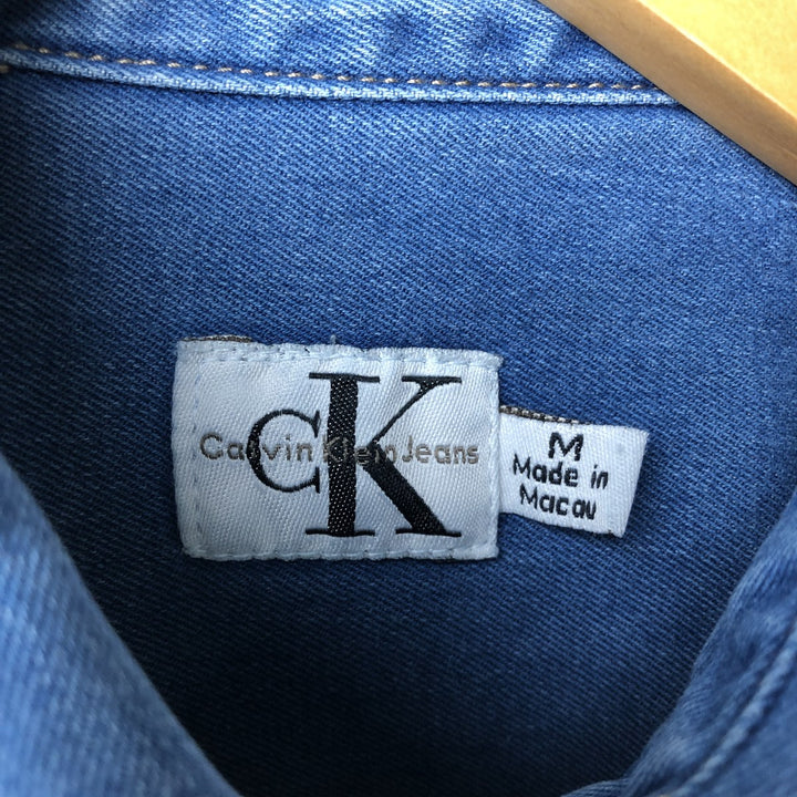 Calvin Klein Jeans One-Point Long Sleeve Denim Shirt, Men's Size M cotton Blue type light blue Vintage Second Hand