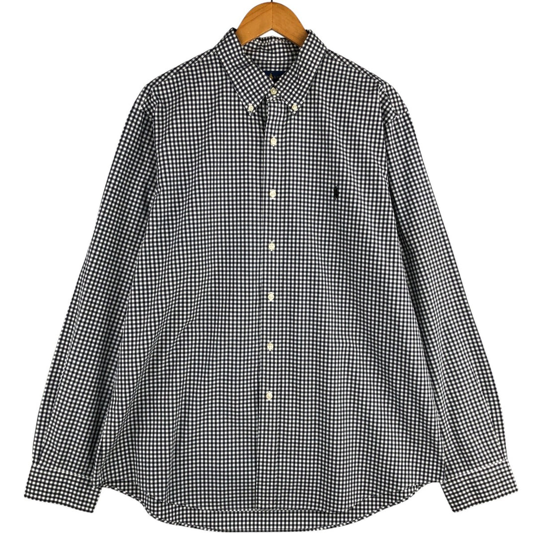 Ralph Lauren Gingham Check Long Sleeve Button-Down Check Shirt Men's XL cotton black type Vintage Second Hand