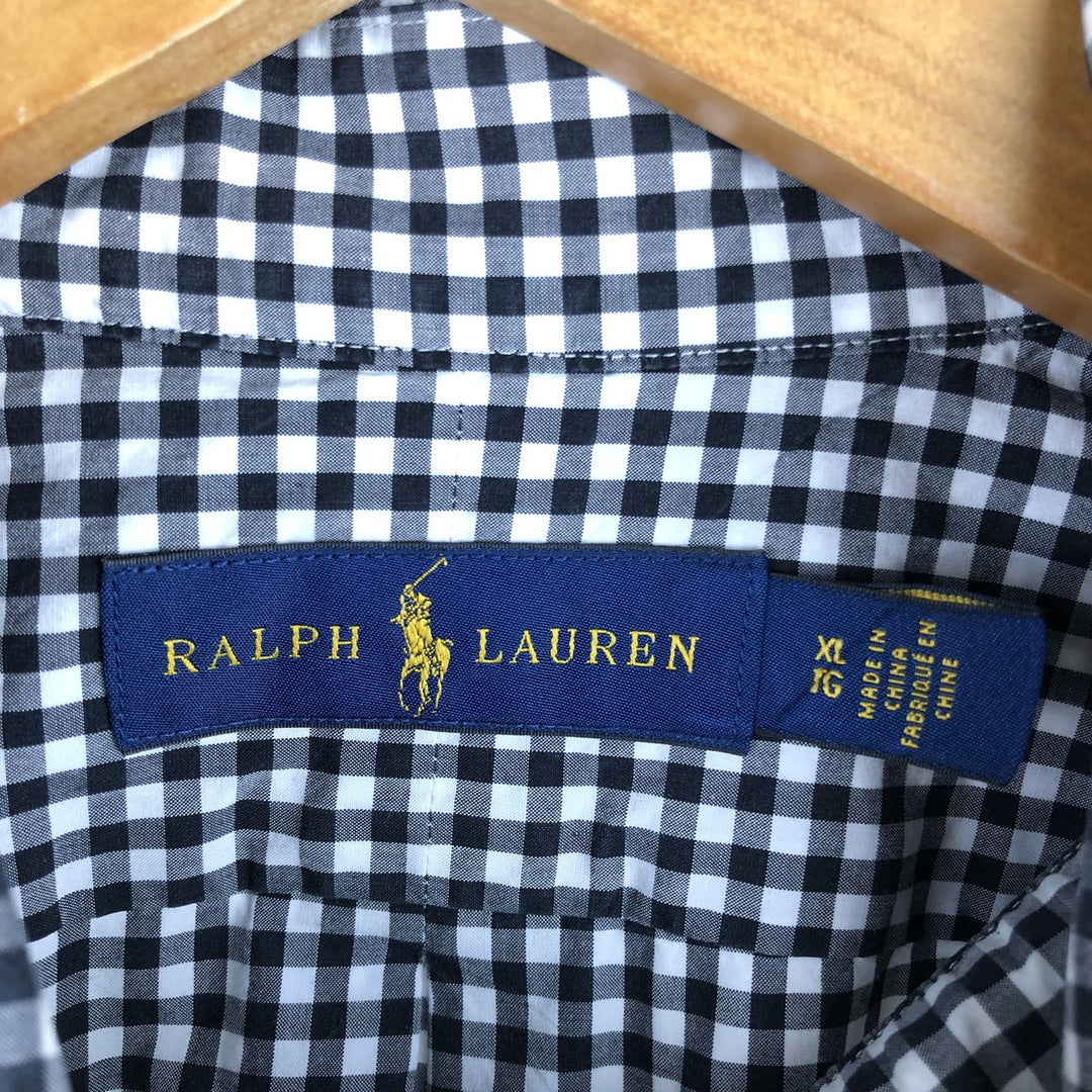 Ralph Lauren Gingham Check Long Sleeve Button-Down Check Shirt Men's XL cotton black type Vintage Second Hand