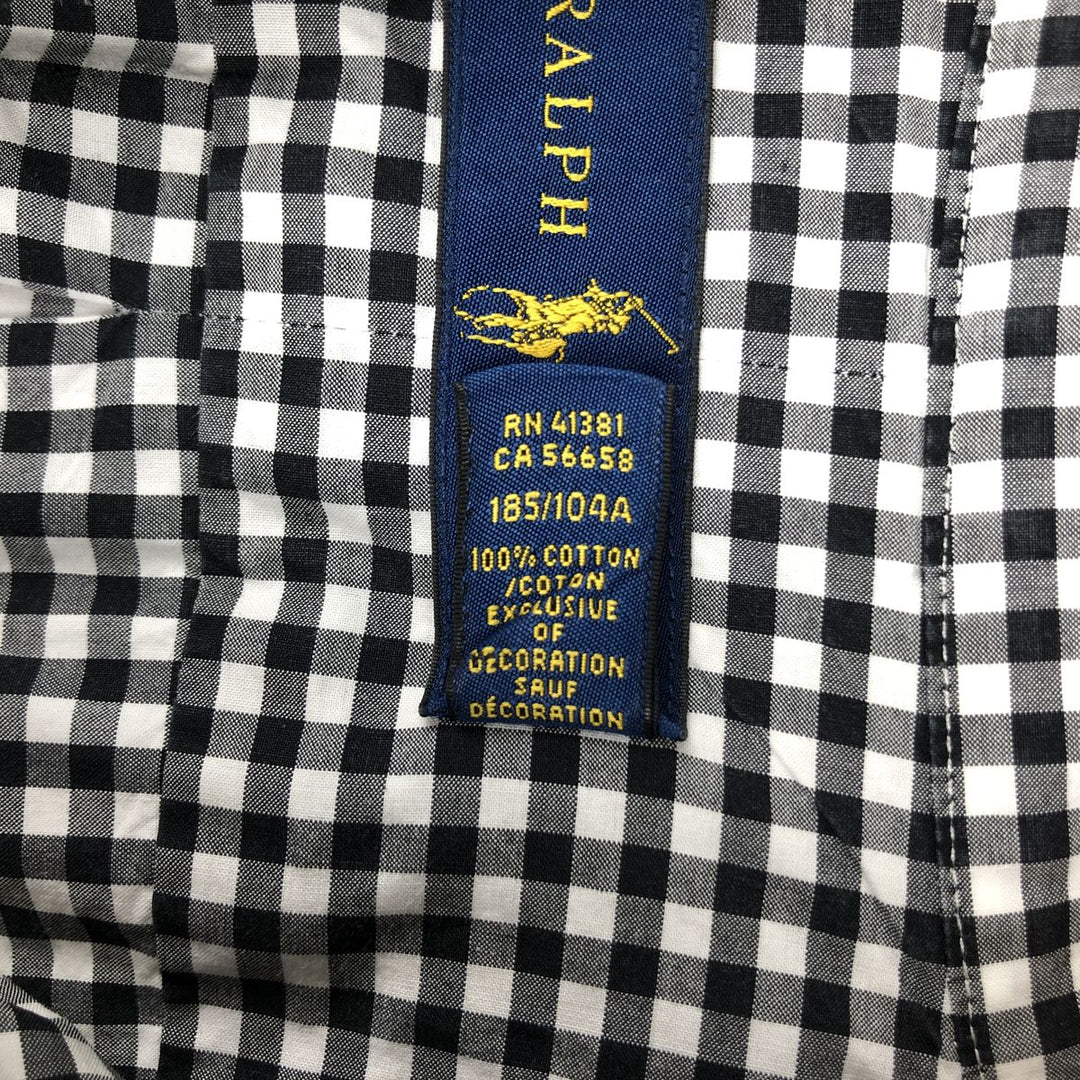 Ralph Lauren Gingham Check Long Sleeve Button-Down Check Shirt Men's XL cotton black type Vintage Second Hand