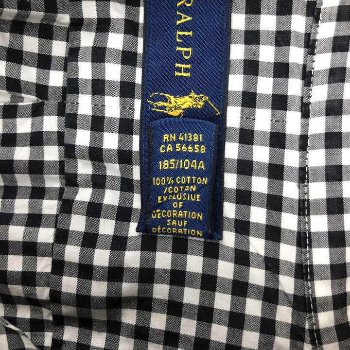 Ralph Lauren Gingham Check Long Sleeve Button-Down Check Shirt Men's XL cotton black type Vintage Second Hand