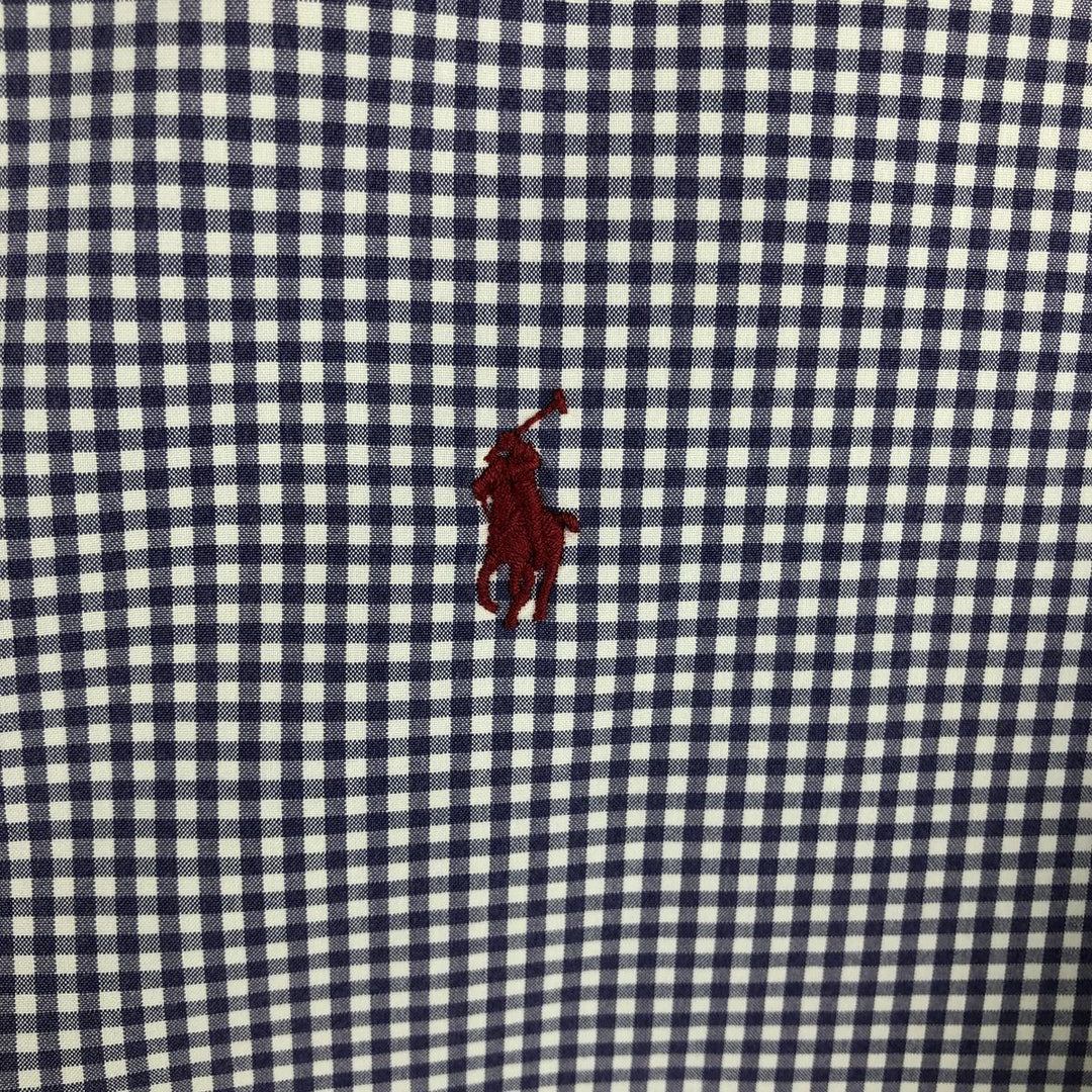 Ralph Lauren CUSTOM FIT Gingham Check Long Sleeve Button Down Check Shirt Men's L size cotton purple type Vintage Second Hand