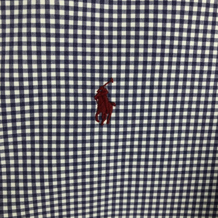 Ralph Lauren CUSTOM FIT Gingham Check Long Sleeve Button Down Check Shirt Men's L size cotton purple type Vintage Second Hand
