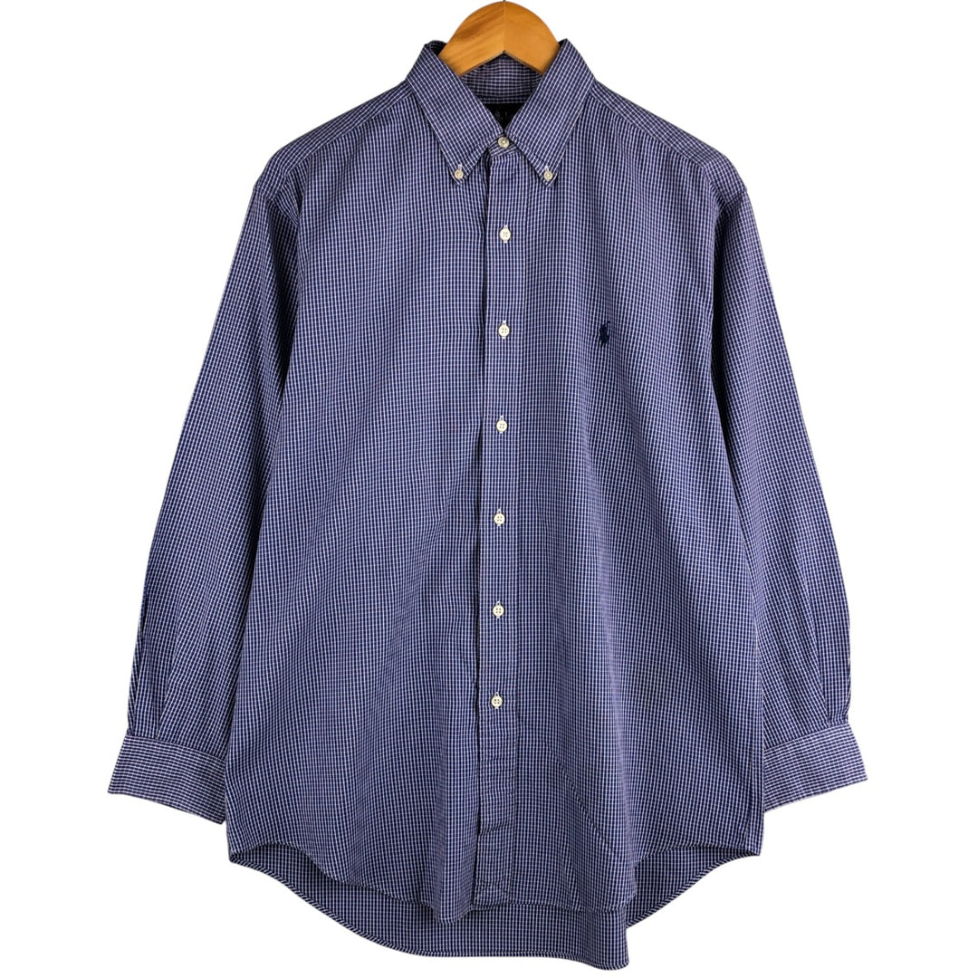 Ralph Lauren YARMOUTH Long Sleeve Button-Down Check Shirt, Men's Size M cotton blue type Vintage Second Hand