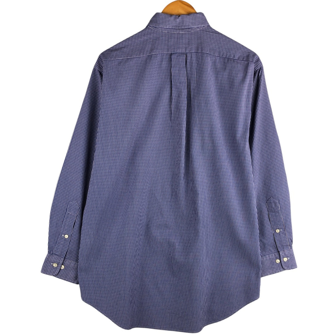Ralph Lauren YARMOUTH Long Sleeve Button-Down Check Shirt, Men's Size M cotton blue type Vintage Second Hand