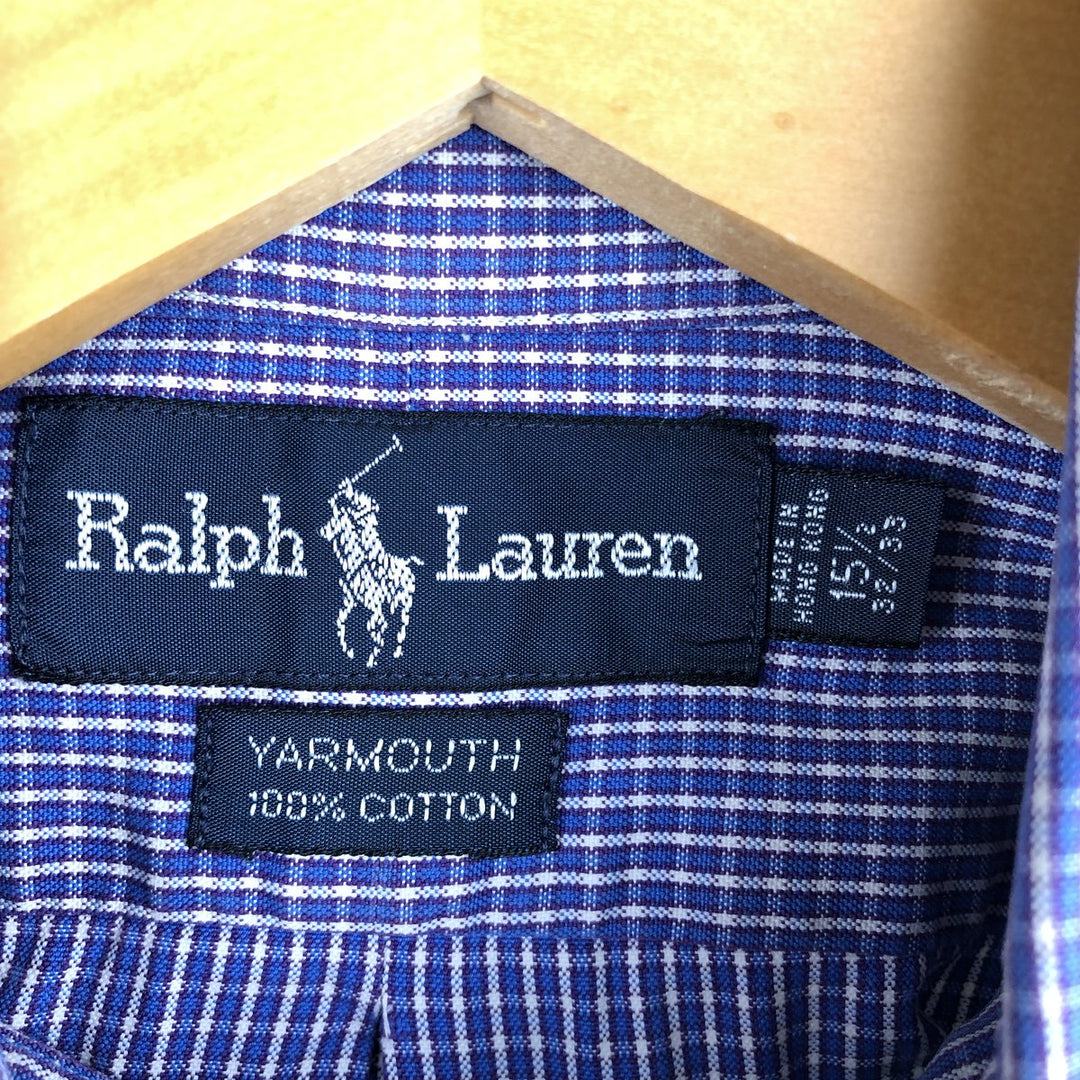 Ralph Lauren YARMOUTH Long Sleeve Button-Down Check Shirt, Men's Size M cotton blue type Vintage Second Hand