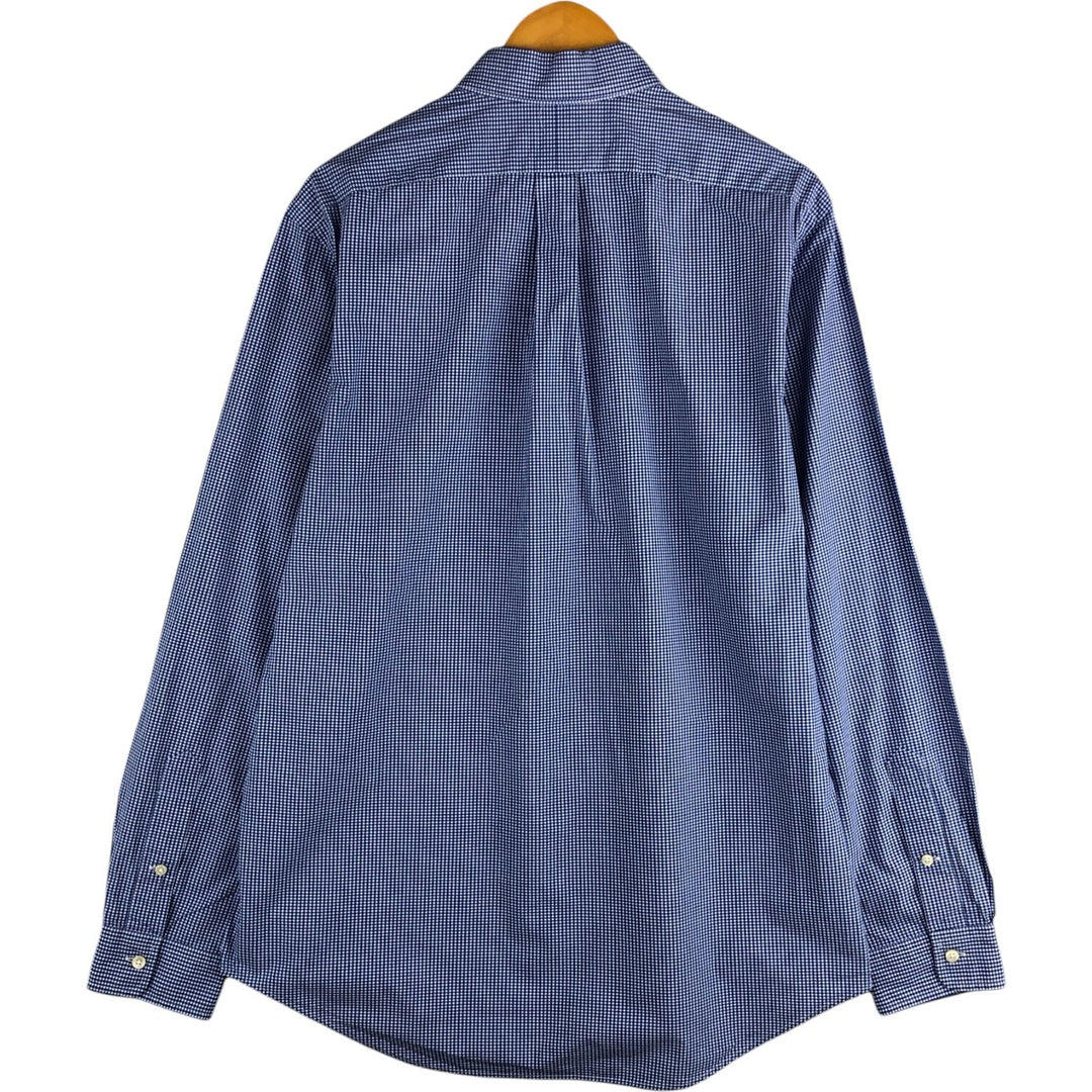 Ralph Lauren Gingham Check Long Sleeve Button-Down Check Shirt, Men's Size L cotton blue type Vintage Second Hand