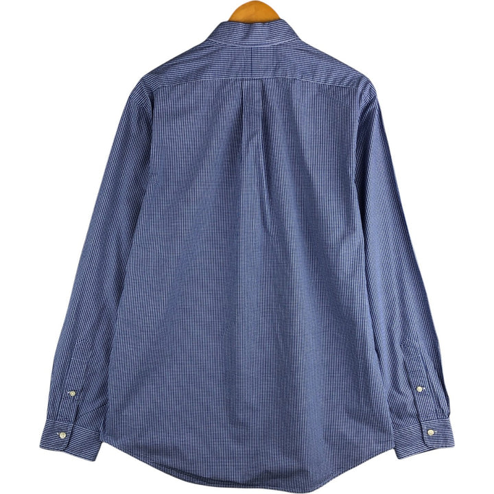 Ralph Lauren Gingham Check Long Sleeve Button-Down Check Shirt, Men's Size L cotton blue type Vintage Second Hand