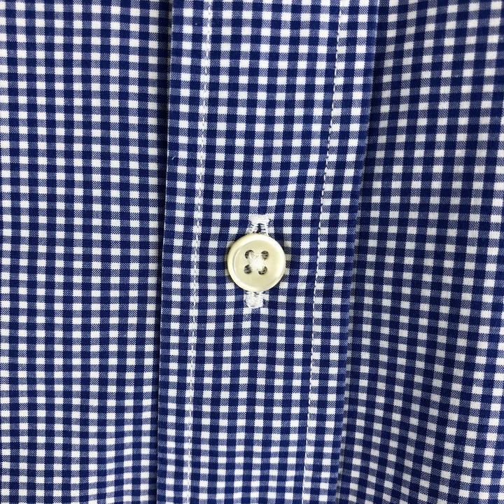 Ralph Lauren Gingham Check Long Sleeve Button-Down Check Shirt, Men's Size L cotton blue type Vintage Second Hand