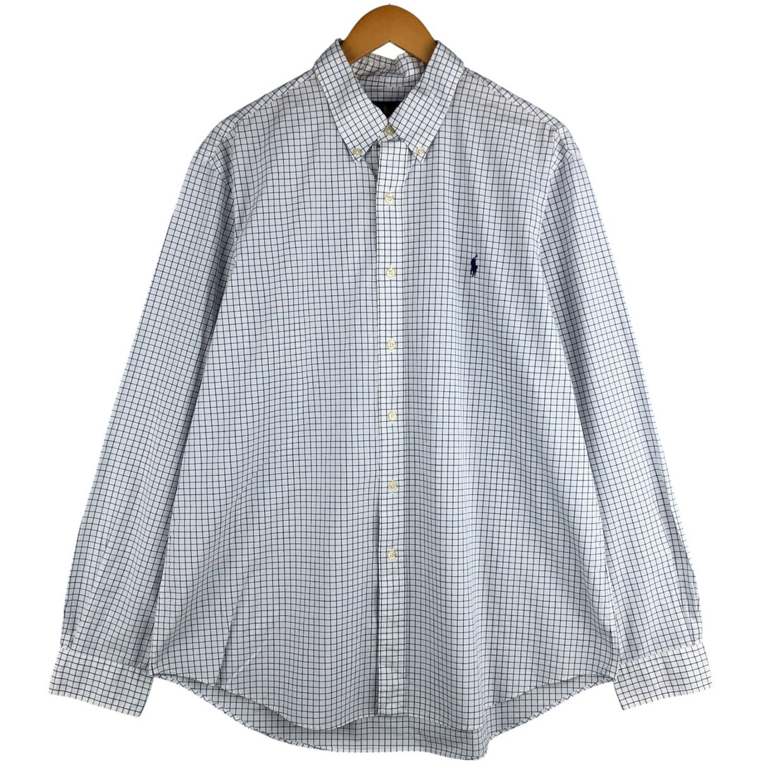 Ralph Lauren long sleeve button down check shirt, men's XL size cotton white type Vintage Second Hand
