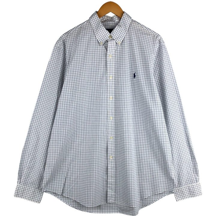 Ralph Lauren long sleeve button down check shirt, men's XL size cotton white type Vintage Second Hand