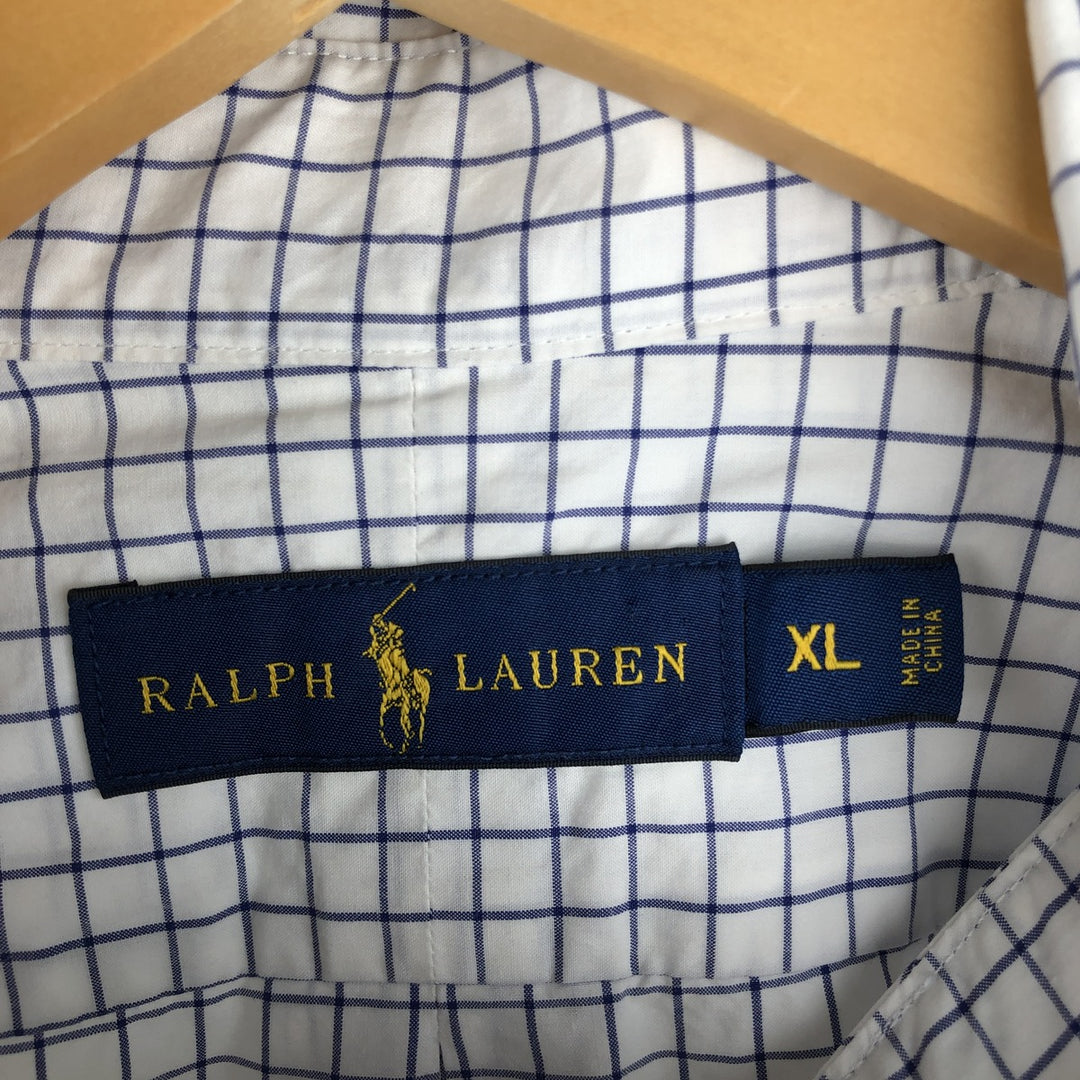 Ralph Lauren long sleeve button down check shirt, men's XL size cotton white type Vintage Second Hand