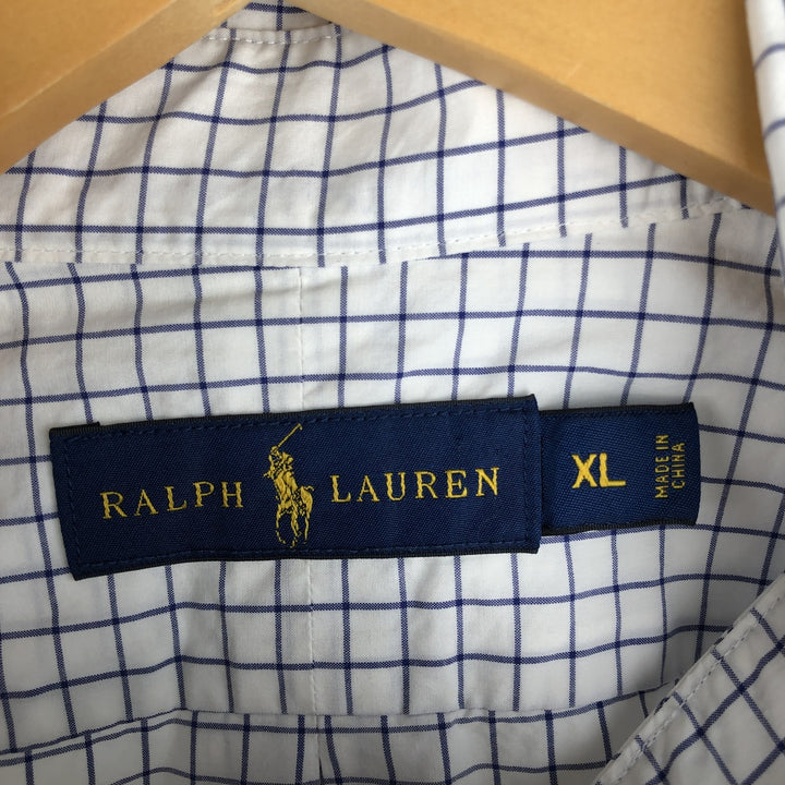 Ralph Lauren long sleeve button down check shirt, men's XL size cotton white type Vintage Second Hand