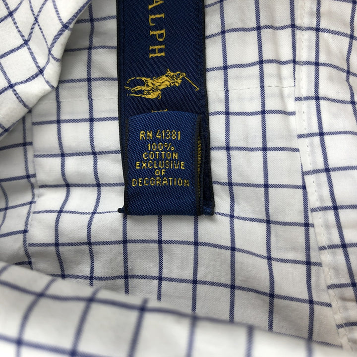 Ralph Lauren long sleeve button down check shirt, men's XL size cotton white type Vintage Second Hand