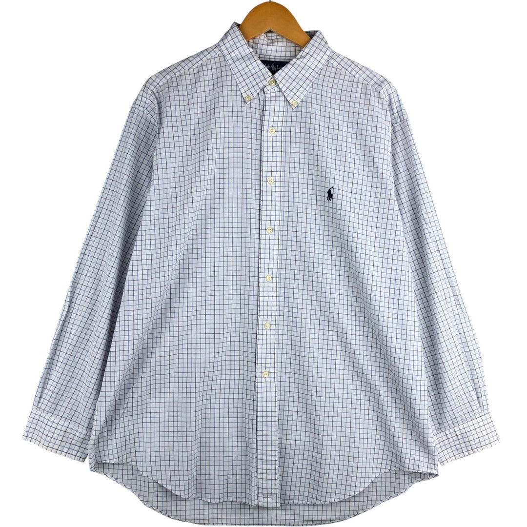 Ralph Lauren YARMOUTH Long Sleeve Button Down Check Shirt Men's XL cotton white type Vintage Second Hand