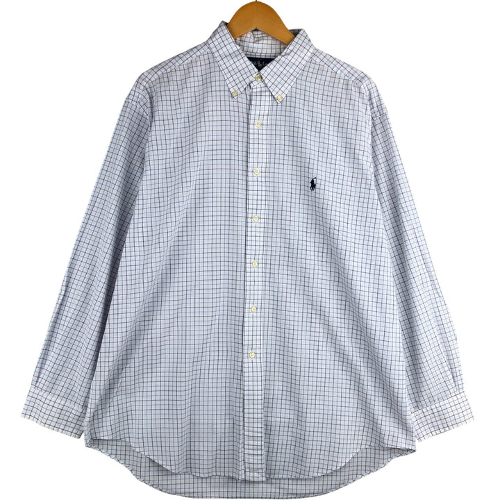 Ralph Lauren YARMOUTH Long Sleeve Button Down Check Shirt Men's XL cotton white type Vintage Second Hand