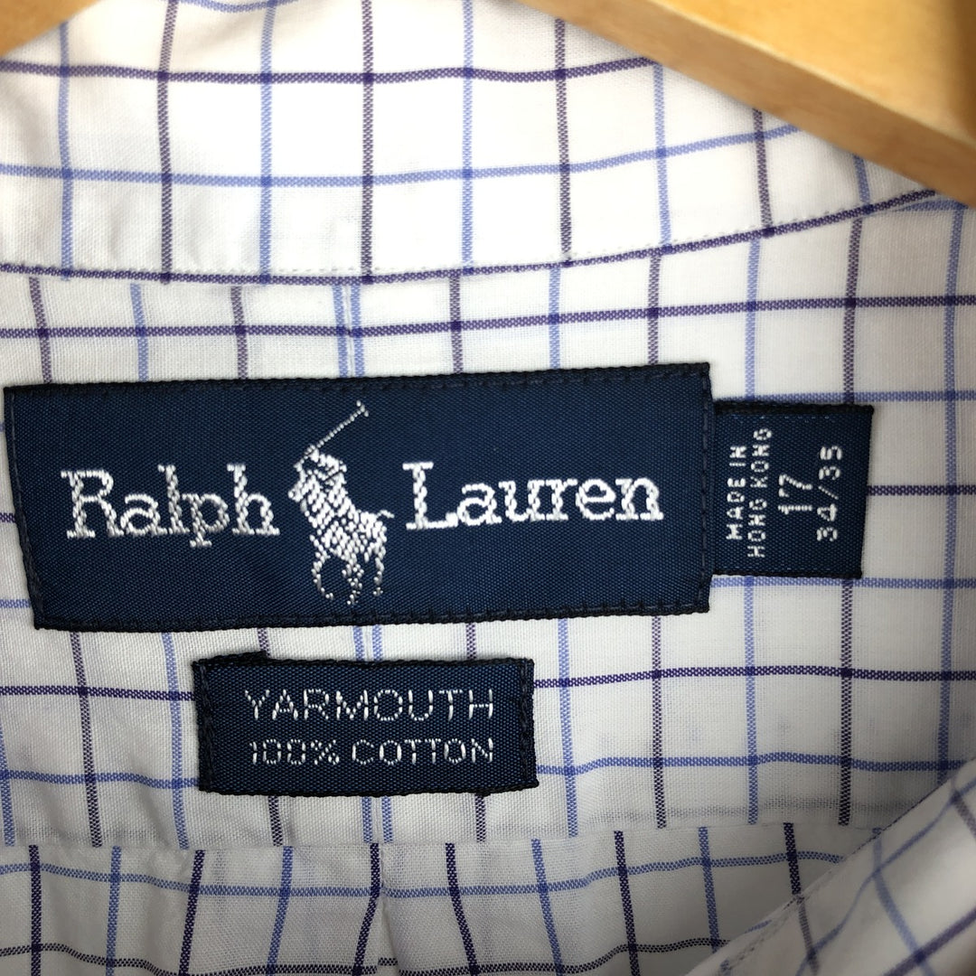 Ralph Lauren YARMOUTH Long Sleeve Button Down Check Shirt Men's XL cotton white type Vintage Second Hand
