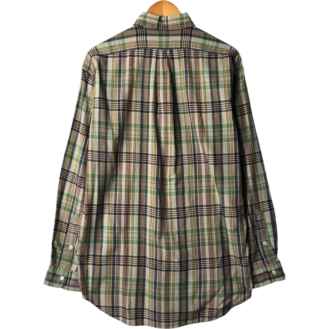Ralph Lauren BLAKE long sleeve button down check shirt, men's size M cotton green type yellow green Vintage Second Hand