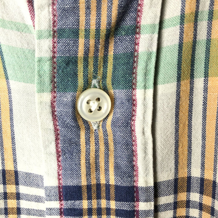 Ralph Lauren BLAKE long sleeve button down check shirt, men's size M cotton green type yellow green Vintage Second Hand