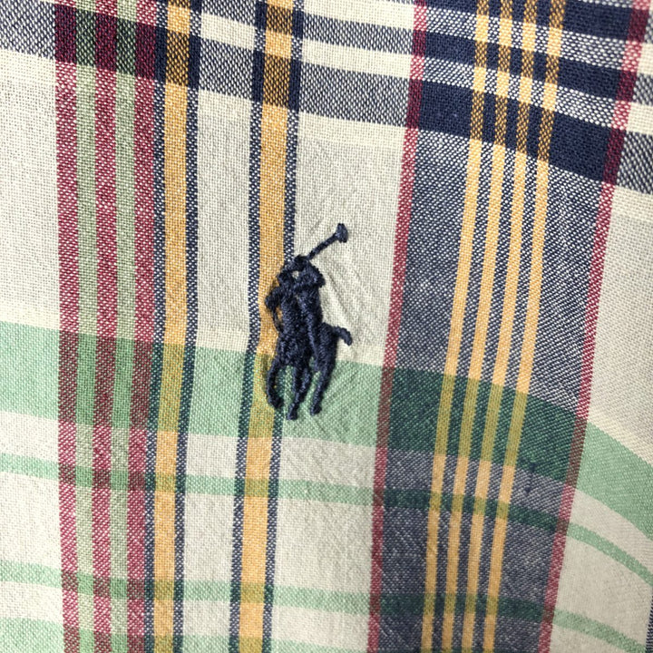 Ralph Lauren BLAKE long sleeve button down check shirt, men's size M cotton green type yellow green Vintage Second Hand